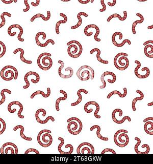 Abstract vector concept seamless pattern or background with Red Worms or Earthworms Stock Vector