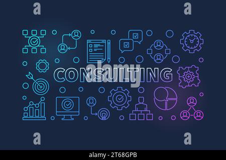 Consulting concept business outline illustration. Vector colored banner Stock Vector
