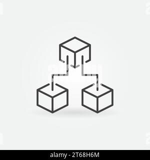 Three Blockchain Blocks vector concept icon or Block-chain Cryptocurrency symbol in thin line style Stock Vector