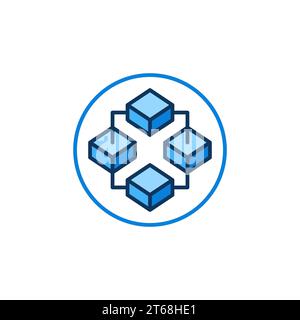 Blockchain with 3 Blocks in circle vector concept blue icon - Block ...