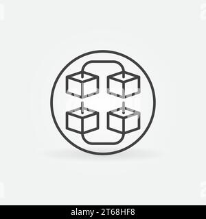 Circle with Block Chain vector concept round icon or Cryptocurrency abstract sign in circle in outline style Stock Vector