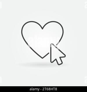 Mouse click on Heart line icon. Online Donation vector concept sign in outline style Stock Vector