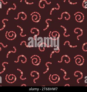 Vector Worms concept colorful seamless pattern with Rain-worms and Earthworms Stock Vector