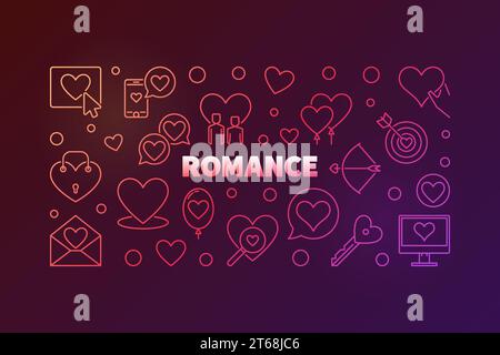 Romance vector concept colorful illustration or banner on dark background Stock Vector