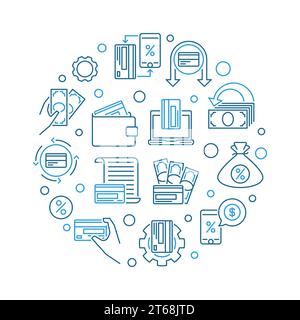 Cashback vector round modern outline illustration - cash back concept symbol Stock Vector