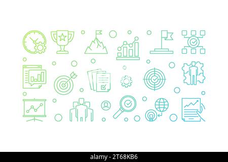 Business Goals and Objectives vector modern outline illustration on white background Stock Vector