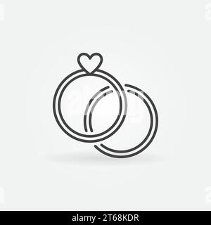 Two Engagment Rings vector concept line icon. Wedding Rings symbol in outline style Stock Vector