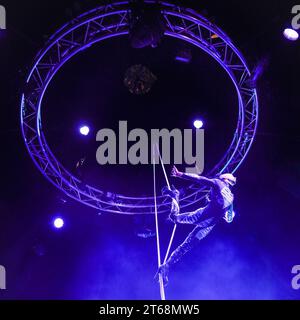 London, UK. 09th Nov, 2023. Lj Marles with his tension strap artistry. Olivier Award winning cabaret La Clique returns to the West End at Underbelly's Spiegeltent in Leicester Square until January 6th, 2024. Credit: Imageplotter/Alamy Live News Stock Photo