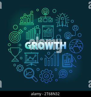 Vector Growth colored round outline illustration on dark background Stock Vector