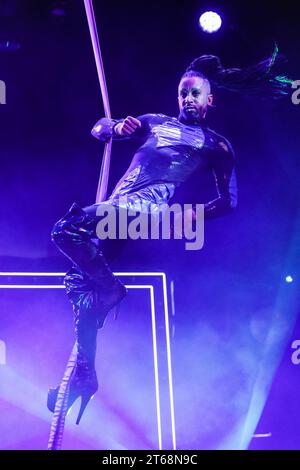 London, UK. 09th Nov, 2023. Lj Marles with his tension strap artistry. Olivier Award winning cabaret La Clique returns to the West End at Underbelly's Spiegeltent in Leicester Square until January 6th, 2024. Credit: Imageplotter/Alamy Live News Stock Photo