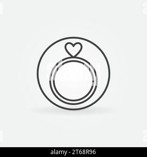 Engagement Ring with Heart in circle vector icon in thin line style Stock Vector