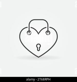 Padlock in Heart Shape vector icon or sign in thin line style Stock Vector