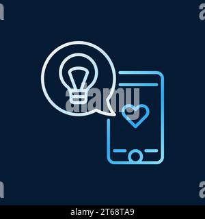 Smartphone with speech bubble vector colored outline icon or sign on dark background Stock Vector