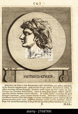 Mithradates VI king of Pontus in Asia Minor, copperplate engraving from ...