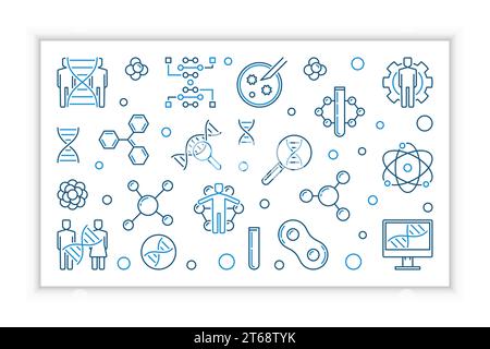 Cloning vector creative linear horizontal illustration or banner on white background Stock Vector