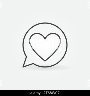 Heart in round Speech Bubble vector line icon. Love Message concept symbol in outline style Stock Vector