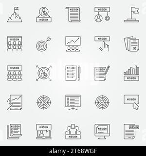 Mission statement icons set - vector business outline symbols or design elements Stock Vector