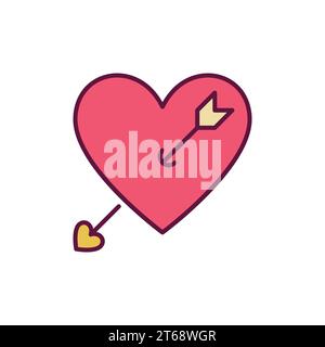 Heart with Cupid Arrow vector modern icon or logo element. Love concept sign Stock Vector