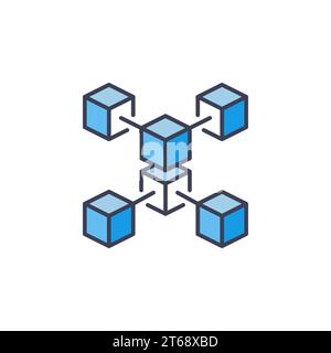 Blue BlockChain crypto icon. Vector cryptocurrency concept symbol Stock Vector