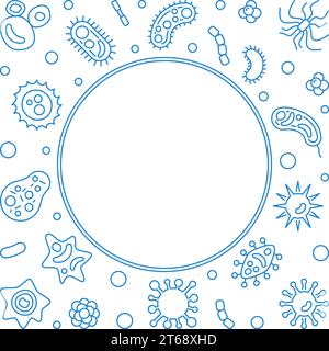 Virus blue frame with place for your text. Vector concept virology illustration in thin line style Stock Vector