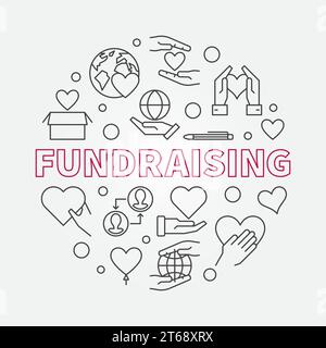 Fundraising circular vector simple linear round illustration Stock Vector