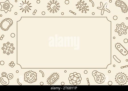 Virus minimal horizontal frame. Vector concept virology illustration in thin line style Stock Vector