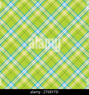 Blue check fabric texture vector textile print design with a seamless plaid pattern Stock Vector