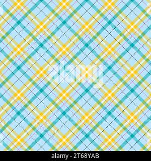 Blue check fabric texture vector textile print design with a seamless plaid pattern Stock Vector