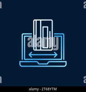 Credit Card with laptop vector outline colored icon. Online payment concept linear sign on dark background Stock Vector