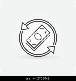 Banknotes with arrows in circle vector concept icon or symbol in thin line style Stock Vector