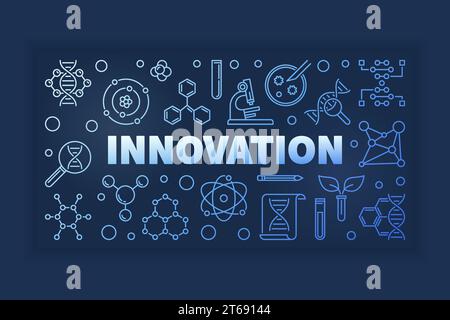 Innovation vector Genetics concept outline colorful illustration on dark background Stock Vector