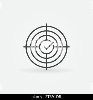 Crosshair with tick vector concept outline icon or design element Stock Vector