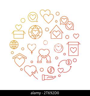 Charitable trust circular vector bright illustration in thin line style on white background Stock Vector