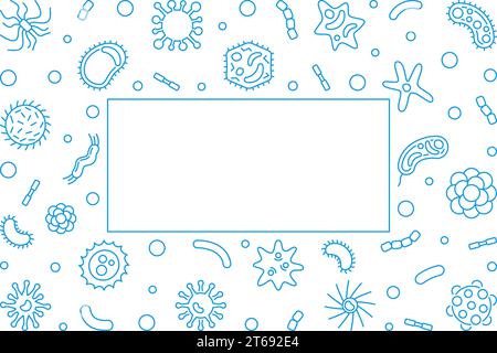 Bacteriology blue horizontal frame with empty space for text - vector concept illustration Stock Vector