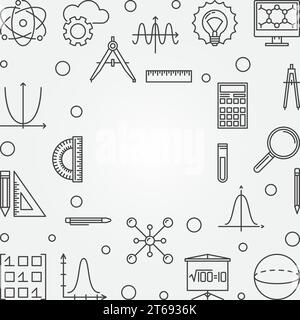 STEM square frame. Vector education concept illustration or background in thin line style Stock Vector