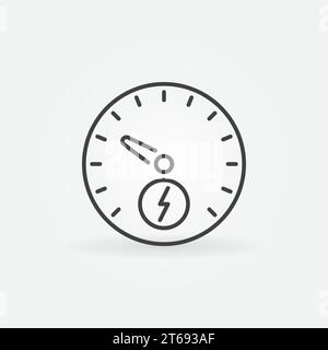 Electric car speedometer vector concept icon or sign in thin line style Stock Vector