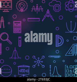 STEM square colored frame - vector education concept outline illustration on dark background Stock Vector