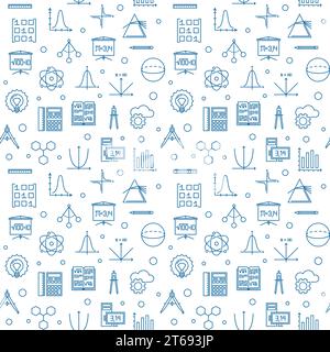 Science, technology, engineering and math vector seamless pattern made with STEM blue linear icons on white background Stock Vector