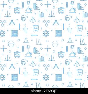 Science technology engineering math vector seamless pattern made with STEM blue linear icons Stock Vector