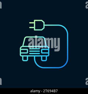 Electric vehicle with plug concept line colorful icon or sign on dark background Stock Vector