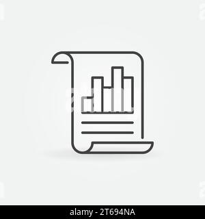 Business report line vector icon. Document with bar chart linear sign Stock Vector