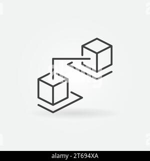 Blockchain cubes concept outline icon. Blockchain technology vector sign in thin line style Stock Vector