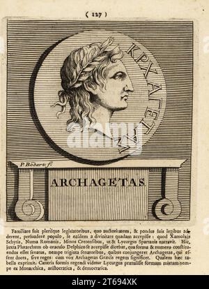 Apollo Archegetes in laurel wreath. An epithet of the Greek god