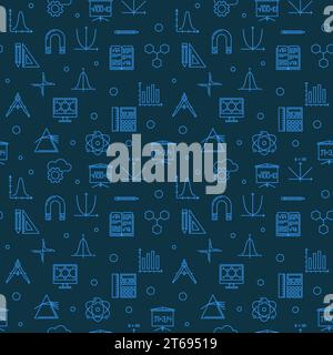Science, Technology, Engineering and Mathematics blue seamless pattern. Vector outline background Stock Vector