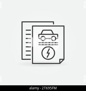 Electric car documents vector outline icon or symbol Stock Vector