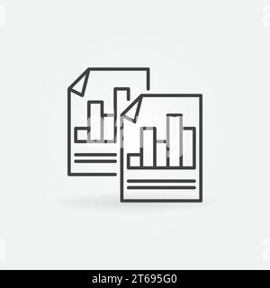 Two Business reports outline vector icon or design element Stock Vector