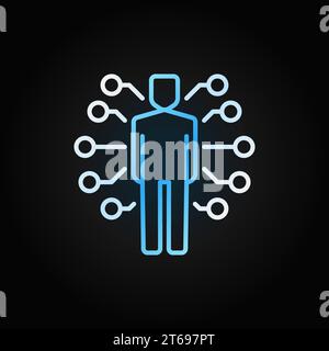 AI Man vector colored icon or design element in thin line style on dark background Stock Vector