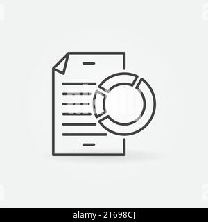 Business report with pie chart vector icon. Document with pie chart symbol in thin line style Stock Vector