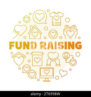 Fund Raising round vector creative outline illustration Stock Vector