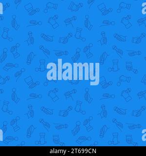 Hand with microphone linear vector blue concept seamless pattern or background Stock Vector